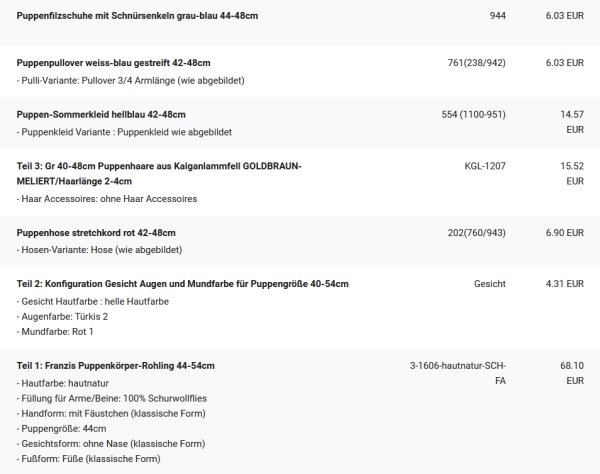 WUNSCHPUPPE für Bestellung 202001376