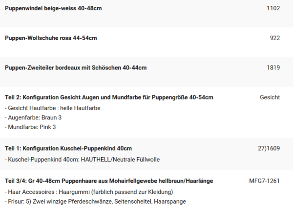 WUNSCHPUPPE für Bestellung 202001377