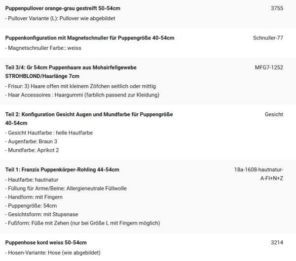 WUNSCHPUPPE für Bestellung 202001386