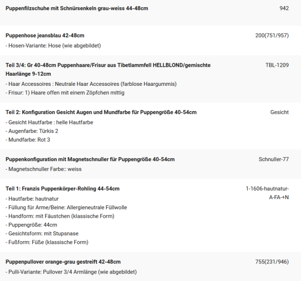 WUNSCHPUPPE für Bestellung 202001390