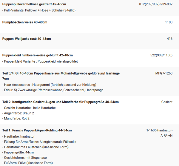 WUNSCHPUPPE für Bestellung 202001405