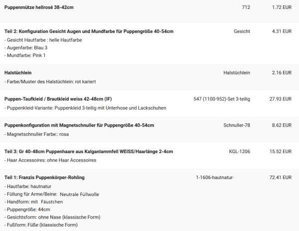 WUNSCHPUPPE für Bestellung 202001409