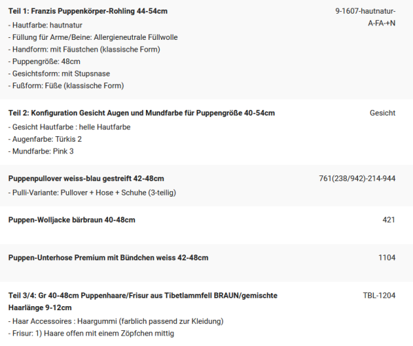 WUNSCHPUPPE für Bestellung 202001414