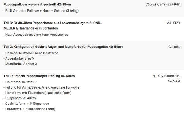 WUNSCHPUPPE für Bestellung 202001416