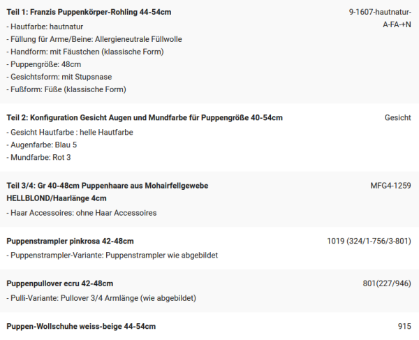 WUNSCHPUPPE für Bestellung 202001419