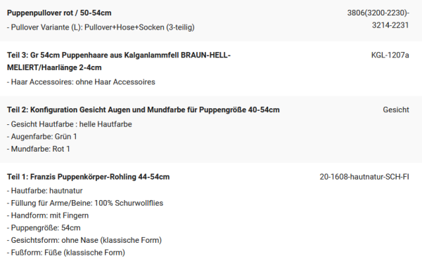 WUNSCHPUPPE für Bestellung 202001426