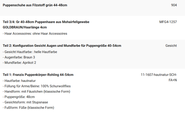 WUNSCHPUPPE für Bestellung 202101479