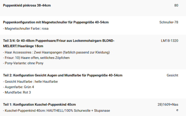 WUNSCHPUPPE für Bestellung 202101481