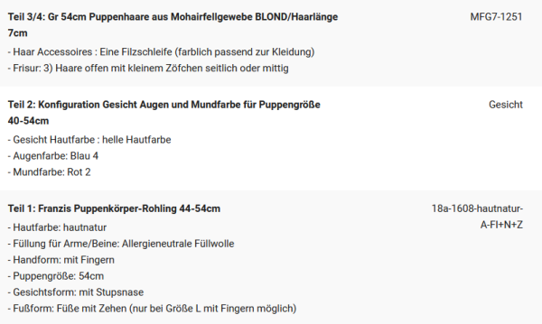 WUNSCHPUPPE für Bestellung 202101492