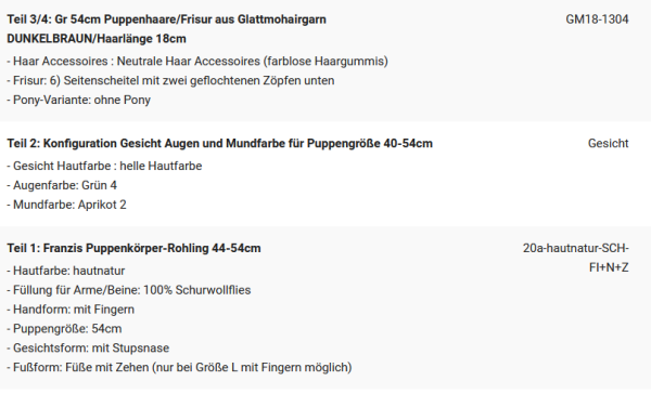 WUNSCHPUPPE für Bestellung 202101493