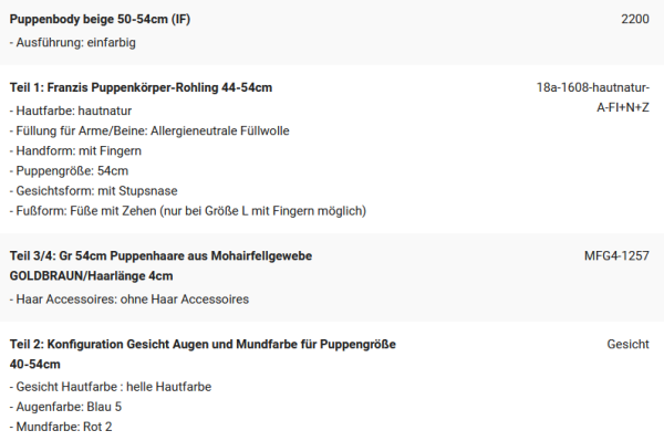WUNSCHPUPPE für Bestellung 202101494