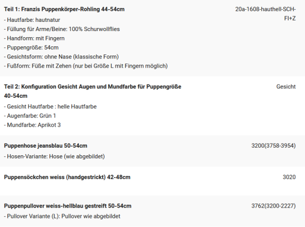 WUNSCHPUPPE für Bestellung 202101497