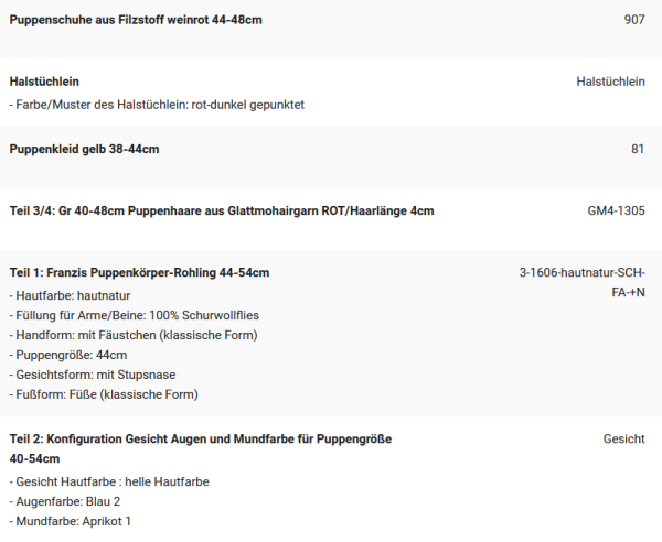 WUNSCHPUPPE für Bestellung 202101498