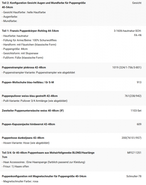 WUNSCHPUPPE für Bestellung 202101501