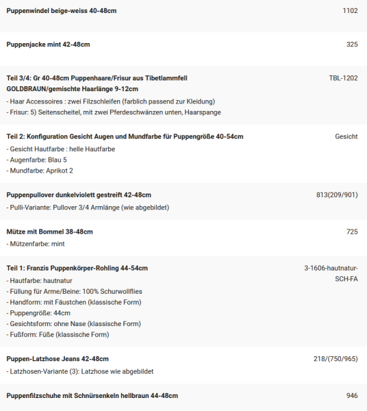 WUNSCHPUPPE für Bestellung 202101506