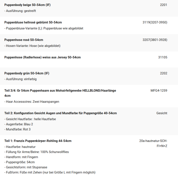 WUNSCHPUPPE für Bestellung 202101510