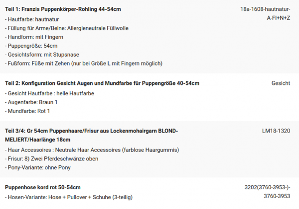 WUNSCHPUPPE für Bestellung 202101511