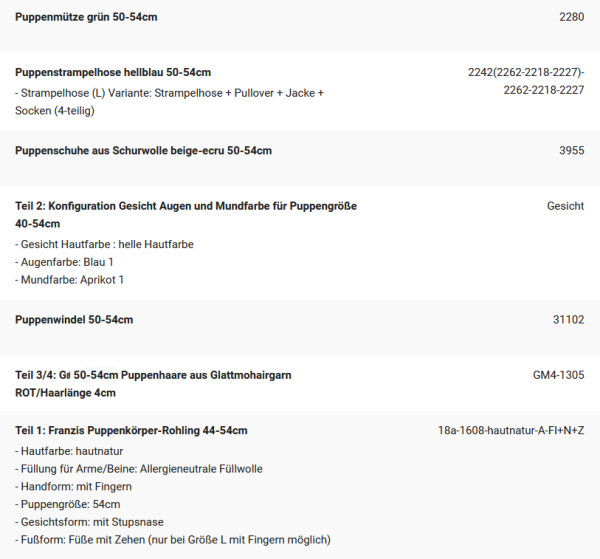 WUNSCHPUPPE für Bestellung 202101518