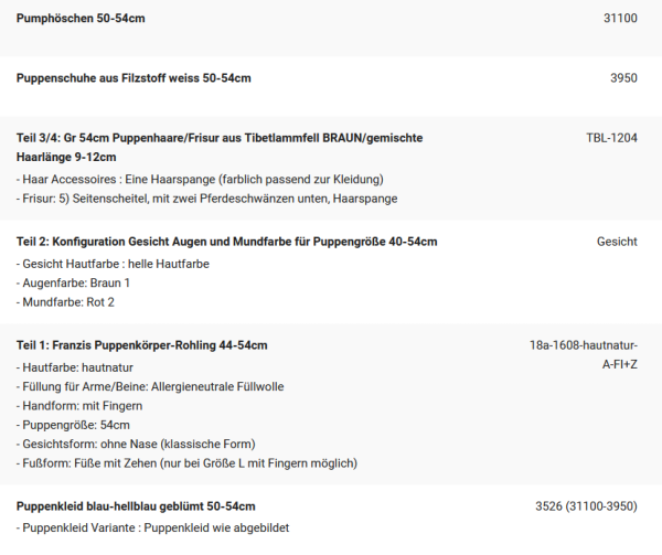 WUNSCHPUPPE für Bestellung 202101526