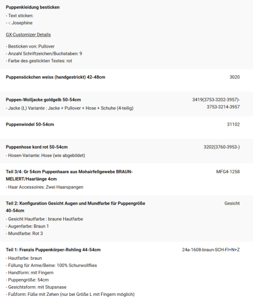 WUNSCHPUPPE für Bestellung 202101528