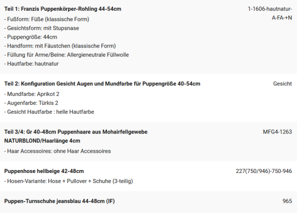 WUNSCHPUPPE für Bestellung 202101529