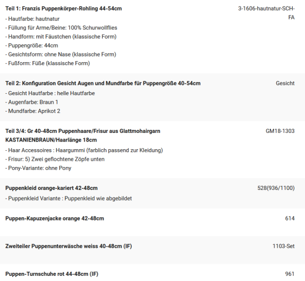 WUNSCHPUPPE für Bestellung 202101538