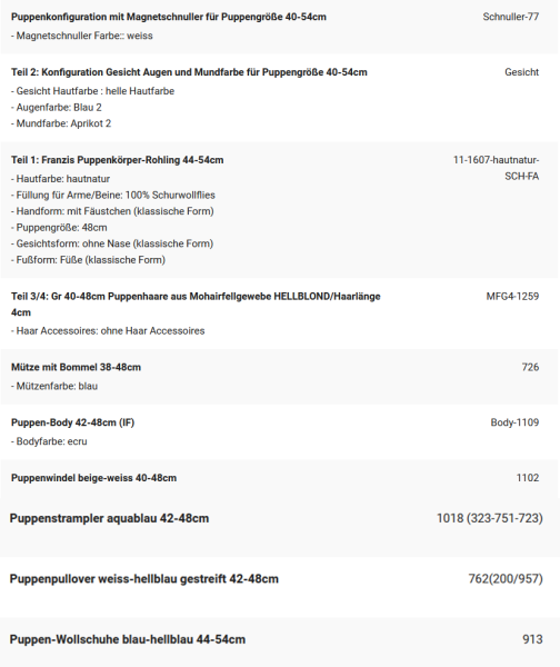 WUNSCHPUPPE für Bestellung 202101538