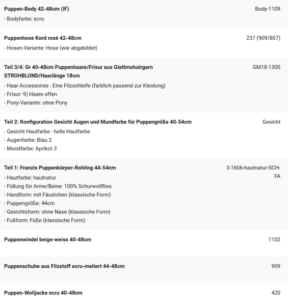 WUNSCHPUPPE für Bestellung 202101545