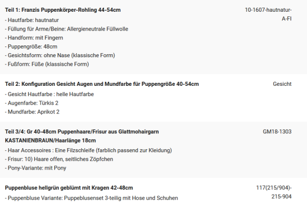 WUNSCHPUPPE für Bestellung 202101551