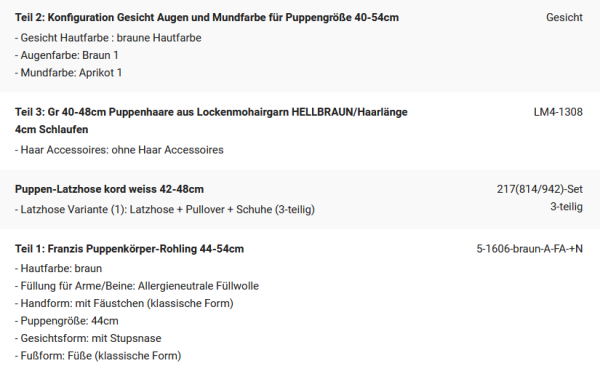 WUNSCHPUPPE für Bestellung 202101554