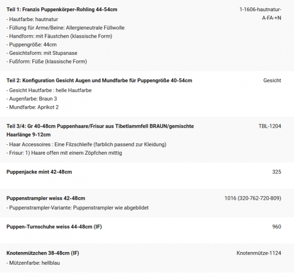 WUNSCHPUPPE für Bestellung 202101555
