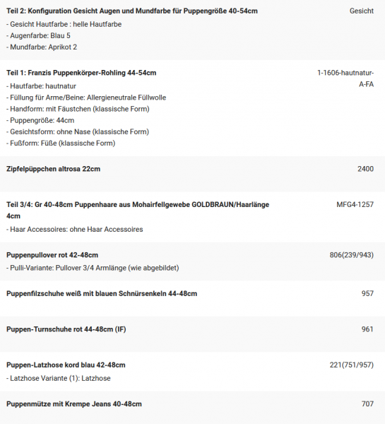 WUNSCHPUPPE für Bestellung 202101557