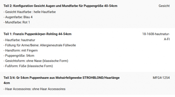 WUNSCHPUPPE für Bestellung 202101564