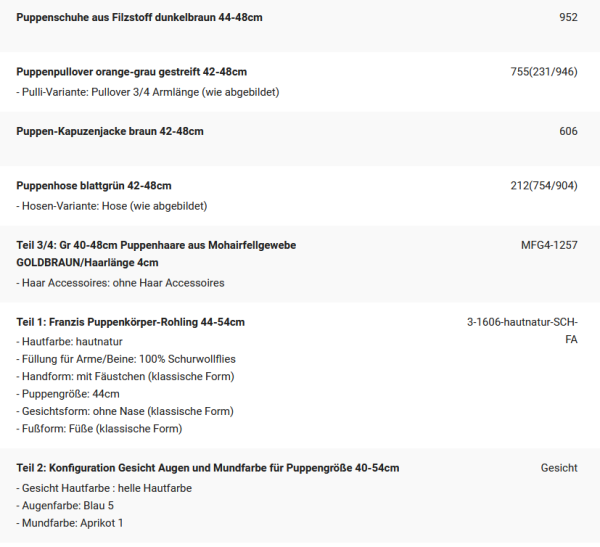 WUNSCHPUPPE für Bestellung 202101568