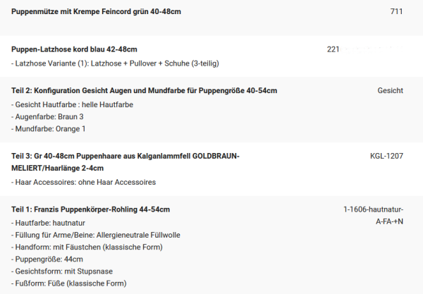 WUNSCHPUPPE für Bestellung 202101582