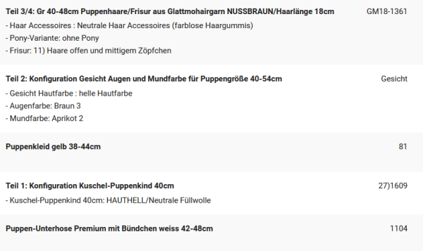 WUNSCHPUPPE für Bestellung 202101584
