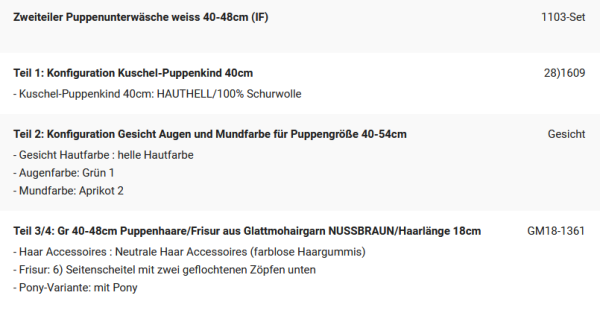 WUNSCHPUPPE für Bestellung 202101585