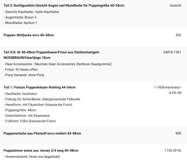 WUNSCHPUPPE für Bestellung 202101589