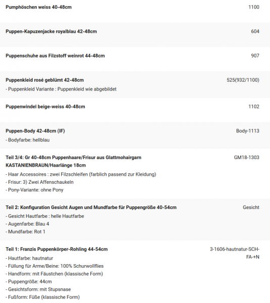 WUNSCHPUPPE für Bestellung 202101598