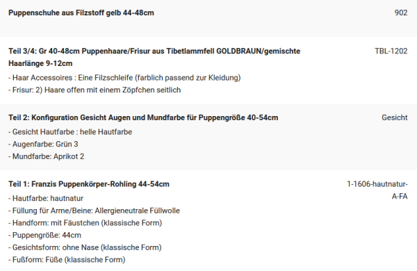 WUNSCHPUPPE für Bestellung 202101616