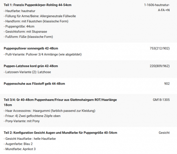 WUNSCHPUPPE für Bestellung 202101620
