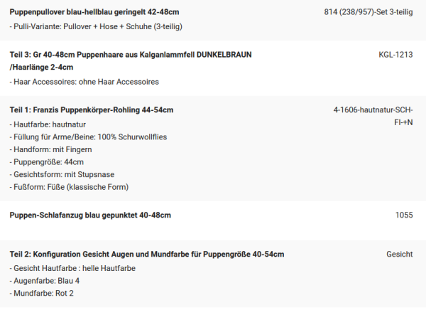 WUNSCHPUPPE für Bestellung 202101625