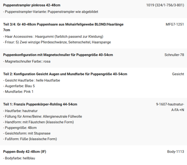 WUNSCHPUPPE für Bestellung 202101629