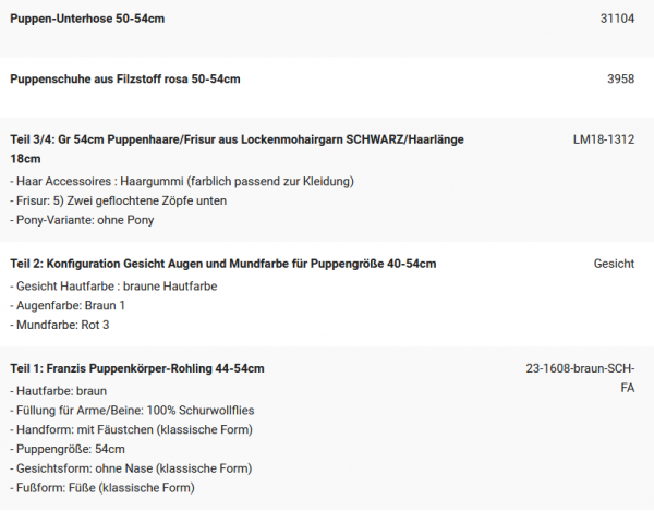 WUNSCHPUPPE für Bestellung 202101631
