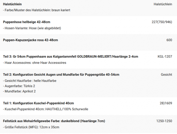 WUNSCHPUPPE für Bestellung 202101634