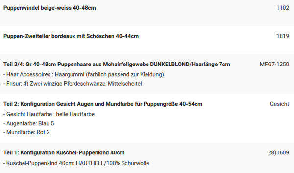 WUNSCHPUPPE für Bestellung 202101636