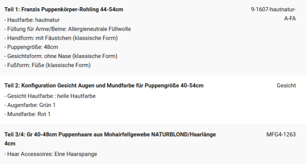 WUNSCHPUPPE für Bestellung 202101638