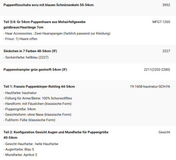 WUNSCHPUPPE für Bestellung 202101640