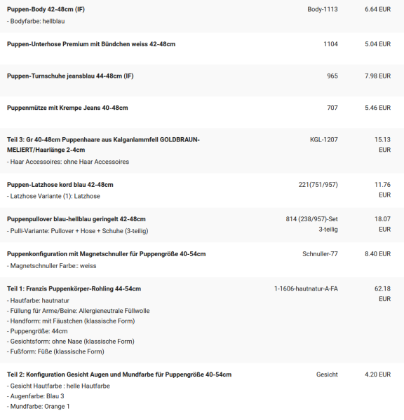 WUNSCHPUPPE für Bestellung 202101655