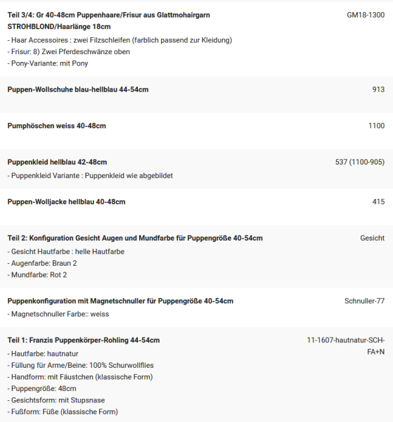 WUNSCHPUPPE für Bestellung 202101663